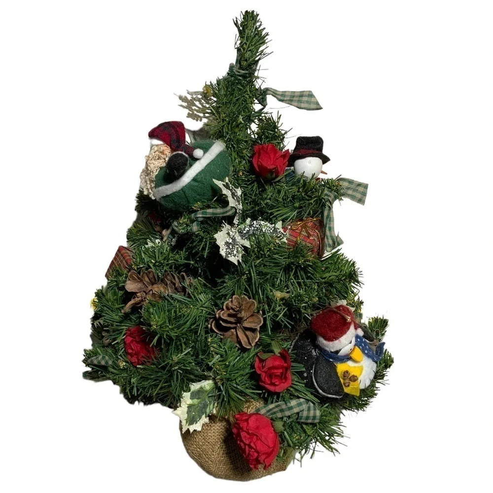 Christmas Tree Old World Vintage Hand Made Tabletop Vintage Decorated 21 inches